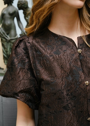 Aisa brocade bluse Mørkebrun Neo Noir 